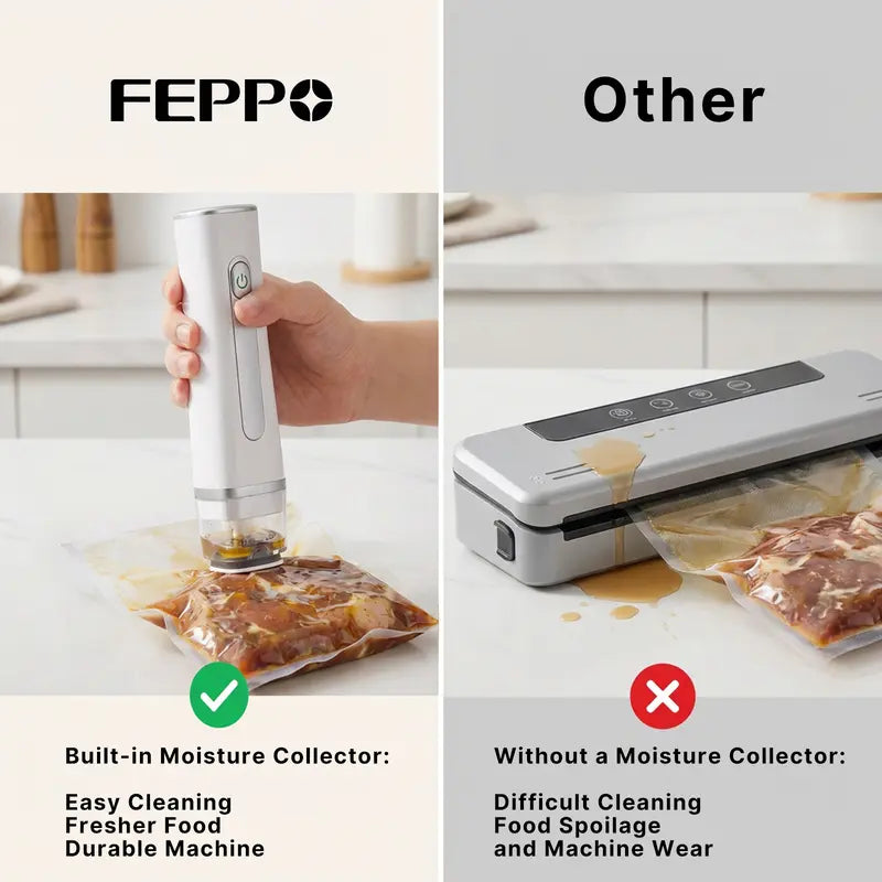Vacuum Sealer for Food with Visual Water Storage Tank, Handheld Saver Vacuum Sealer Machine with 10 Reusable Bags for 5X Preservation & Fresh