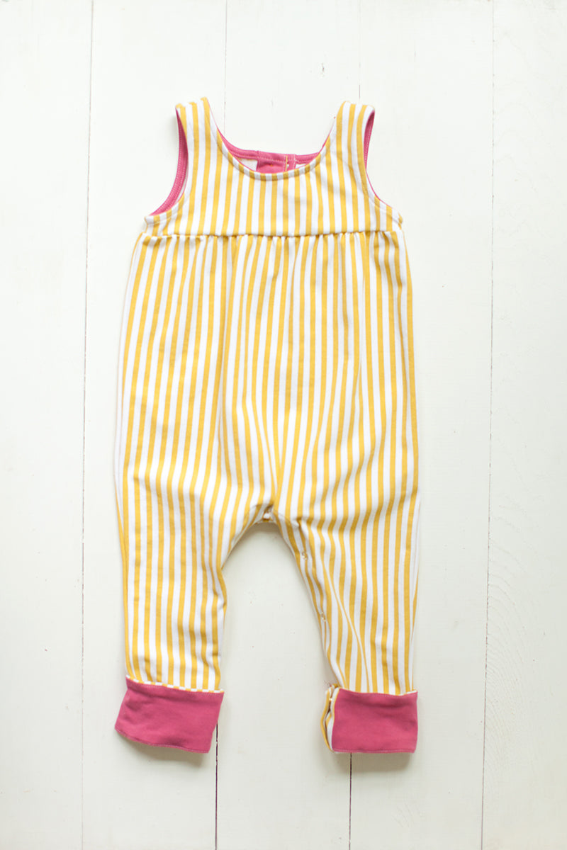 Tank romper in yellow stripes