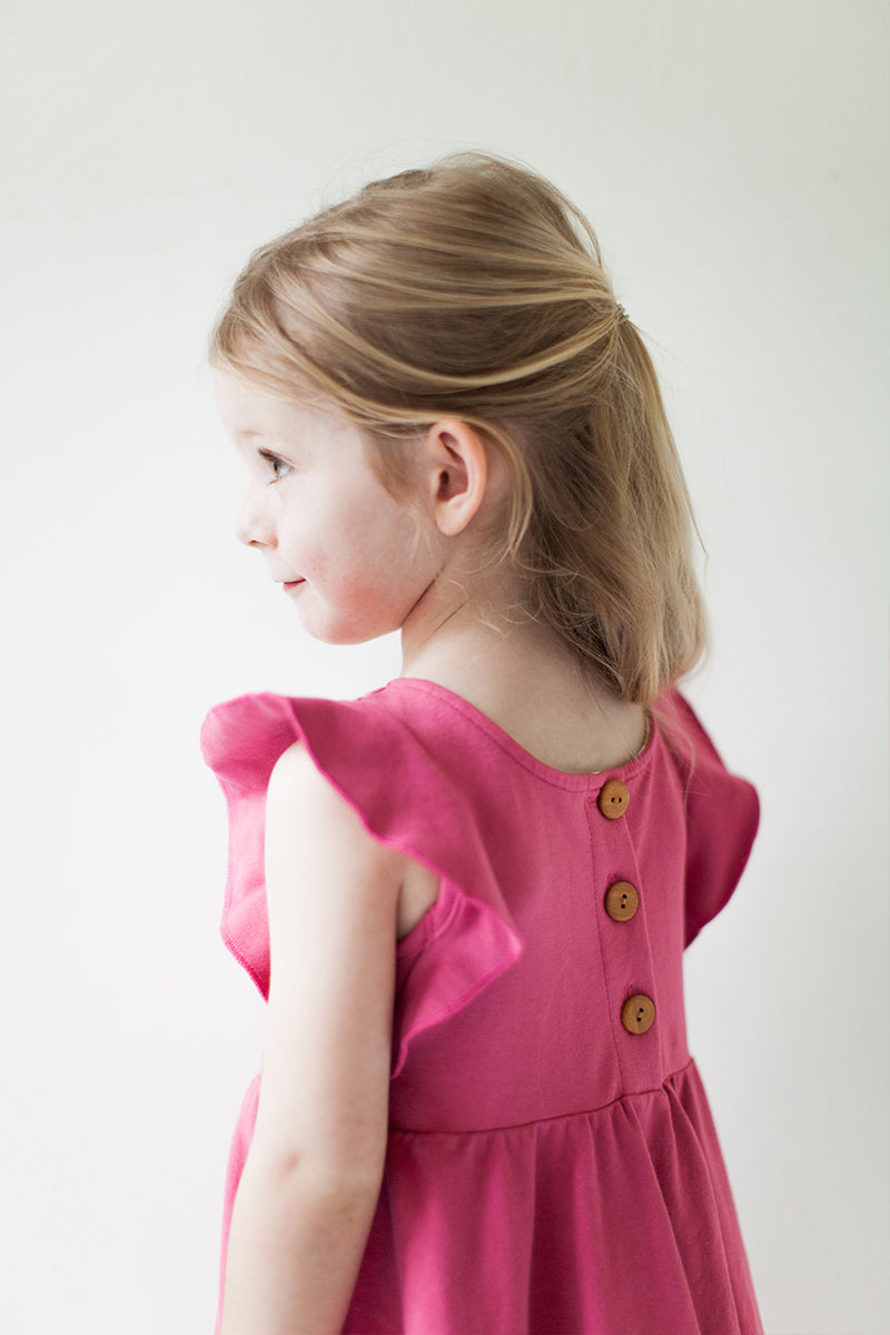 Ruffle twirl dress in Berry pink
