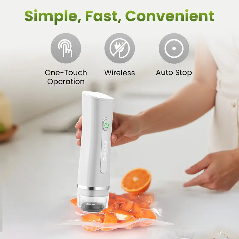 Vacuum Sealer for Food with Visual Water Storage Tank, Handheld Saver Vacuum Sealer Machine with 10 Reusable Bags for 5X Preservation & Fresh